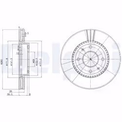 Disque de frein DELPHI BG4013 avant, ventilé, 2 pièce