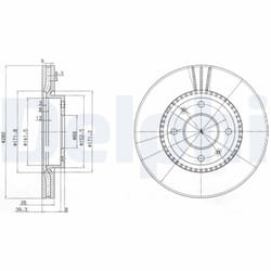 Disque de frein DELPHI BG4013 avant, ventilé, 2 pièce