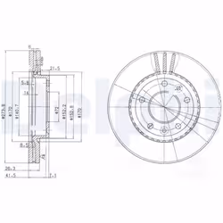 Disque de frein DELPHI BG4015 avant, ventilé, 2 pièce