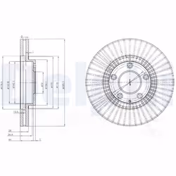 Disque de frein DELPHI BG4027 avant, ventilé, 2 pièce