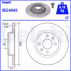 Disque de frein DELPHI BG4045 avant, plein, 2 pièce - Vue supplémentaire 4
