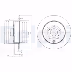 Disque de frein DELPHI BG4051 arrière, plein, 2 pièce