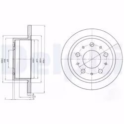 Disque de frein DELPHI BG4062 arrière, plein, 2 pièce
