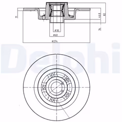 Disque de frein DELPHI BG9026RS arrière, plein, 1 pièce