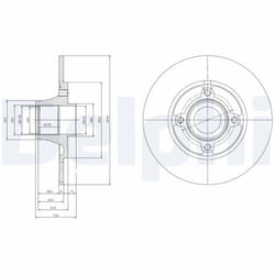 Disque de frein DELPHI BG9033RS arrière, plein, 1 pièce