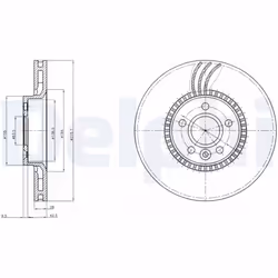 Disque de frein DELPHI BG4123 avant, ventilé, 2 pièce