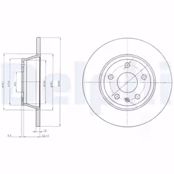 Disque de frein DELPHI BG4089 arrière, plein, 2 pièce