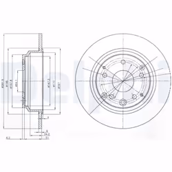 Disque de frein DELPHI BG4095 arrière, plein, 2 pièce