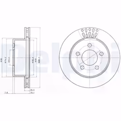 Disque de frein DELPHI BG4103 avant, ventilé, 2 pièce
