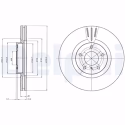 Disque de frein DELPHI BG4107 avant, ventilé, 2 pièce
