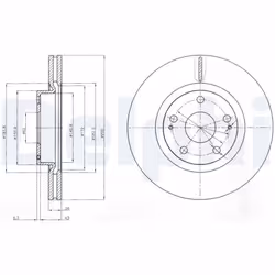 Disque de frein DELPHI BG4113 avant, ventilé, 2 pièce
