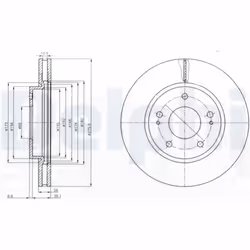 Disque de frein DELPHI BG4147 avant, ventilé, 2 pièce