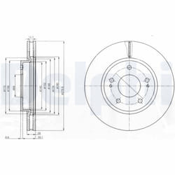 Disque de frein DELPHI BG4147 avant, ventilé, 2 pièce