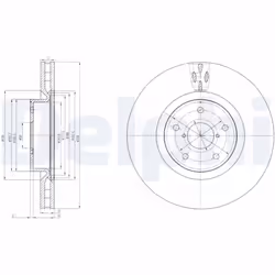 Disque de frein DELPHI BG9055 avant, ventilé, 1 pièce