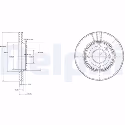 Disque de frein DELPHI BG2109, avant, ventilé, 2 pièce