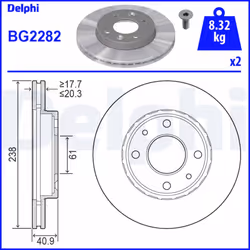Disque de frein DELPHI BG2282, avant, ventilé, 2 pièce - Vue supplémentaire 4
