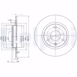 Disque de frein DELPHI BG2355, avant, plein, 2 pièce