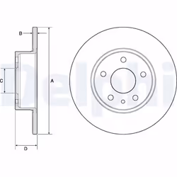 Disque de frein DELPHI BG2386 arrière, plein, 2 pièce