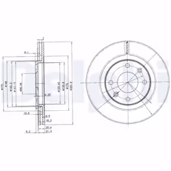 Disque de frein DELPHI BG2387, avant, ventilé, 2 pièce