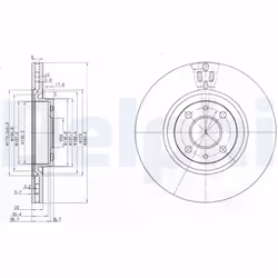 Disque de frein DELPHI BG2407 avant, ventilé, 2 pièce