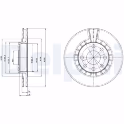 Disque de frein DELPHI BG2443, avant, ventilé, 2 pièce