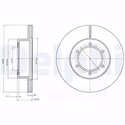 Disque de frein DELPHI BG2495 avant, ventilé, 2 pièce