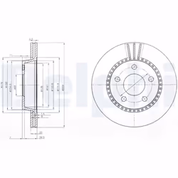 Disque de frein DELPHI BG2519 arrière, ventilé, 2 pièce