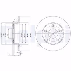 Disque de frein DELPHI BG2520 arrière, plein, 2 pièce
