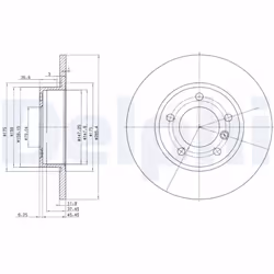 Disque de frein DELPHI BG2622 avant, plein, 2 pièce - Vue supplémentaire 8