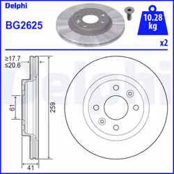 Disque de frein DELPHI BG2625, avant, ventilé, 2 pièce - Vue supplémentaire 4