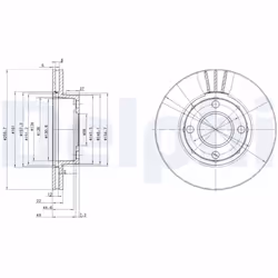 Disque de frein DELPHI BG2668, avant, ventilé, 2 pièce