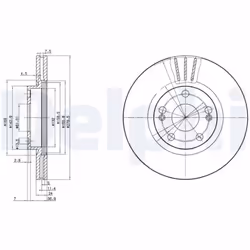 Disque de frein DELPHI BG2697 avant, ventilé, 2 pièce