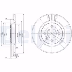 Disque de frein DELPHI BG2712 avant, ventilé, 2 pièce
