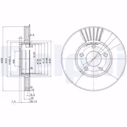 Disque de frein DELPHI BG2745 avant, ventilé, 2 pièce
