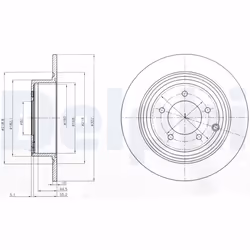Disque de frein DELPHI BG4169 arrière, plein, 2 pièce