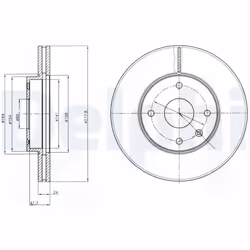 Disque de frein DELPHI BG4193 avant, ventilé, 2 pièce