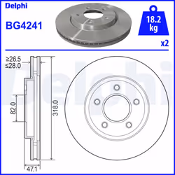 Disque de frein DELPHI BG4241 avant, ventilé, 2 pièce