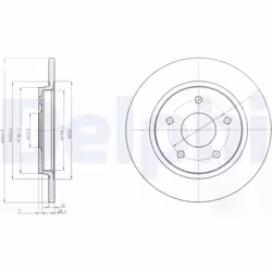 Disque de frein DELPHI BG4247 arrière, plein, 2 pièce