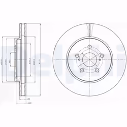 Disque de frein DELPHI BG4253 avant, ventilé, 2 pièce