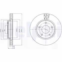 Disque de frein DELPHI BG4258 avant, ventilé, 2 pièce