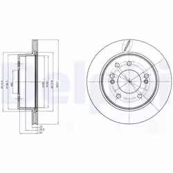 Disque de frein DELPHI BG4273 arrière, ventilé, 2 pièce