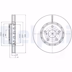 Disque de frein DELPHI BG4276 avant, ventilé, 2 pièce