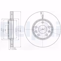 Disque de frein DELPHI BG4264 avant, ventilé, 2 pièce