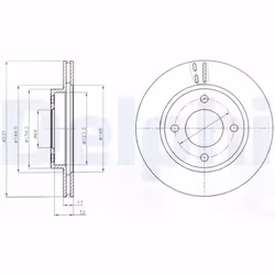 Disque de frein DELPHI BG4299 avant, ventilé, 2 pièce