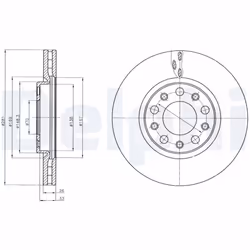 Disque de frein DELPHI BG4314 avant, ventilé, 2 pièce