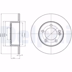 Disque de frein DELPHI BG4321 arrière, plein, 2 pièce