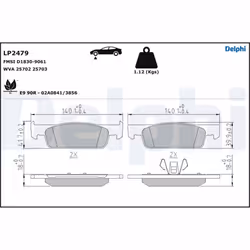 Jeu de plaquettes de frein DELPHI LP2479, avant