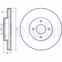 Disque de frein DELPHI BG4454 avant, ventilé, 2 pièce
