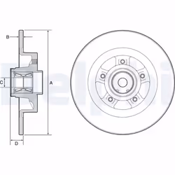 Disque de frein DELPHI BG9115RS arrière, plein, 1 pièce