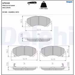 Jeu de plaquettes de frein DELPHI LP3144, avant